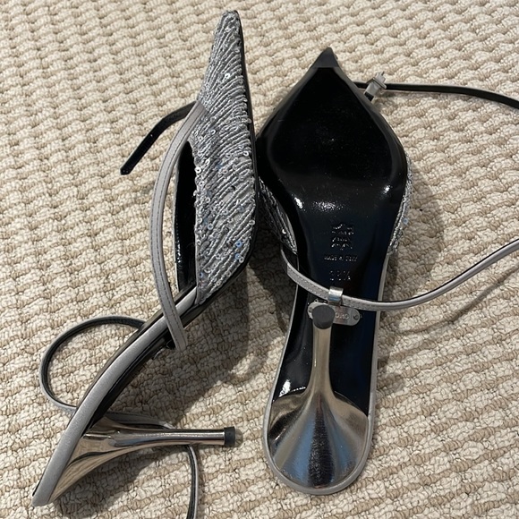 Browns Couture silver sequins tie the ankle high heel - Picture 5 of 6